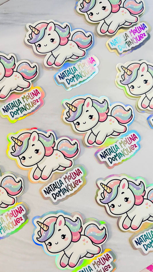 20 Tags holográficas de unicornio